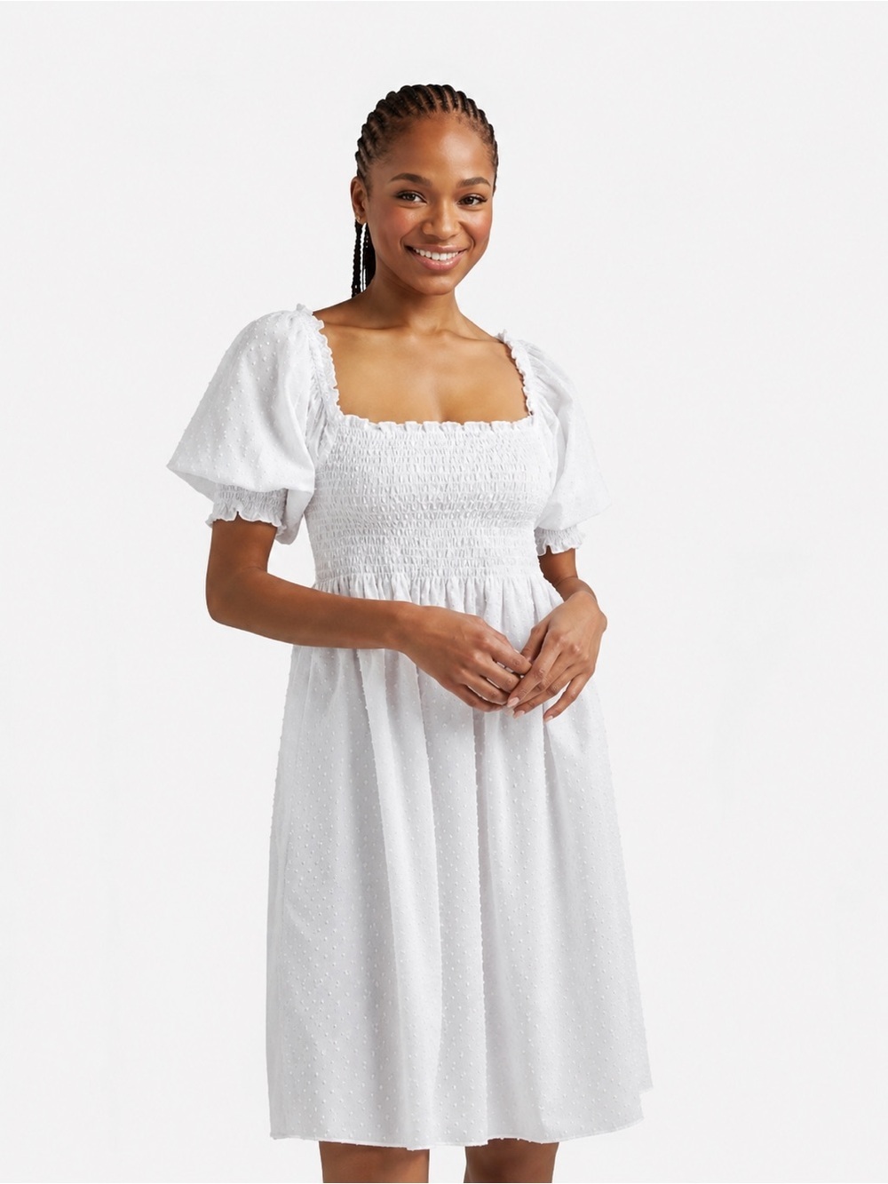 Hill House Home Athena Nap Dress White Swiss Dot Semi Sheer NWT XS